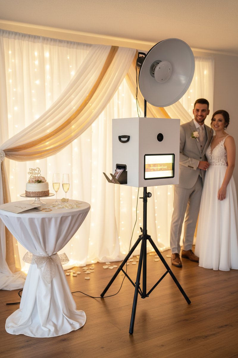 Paar nutzt die Fotobox auf ihrer Hochzeit am Niederrhein
